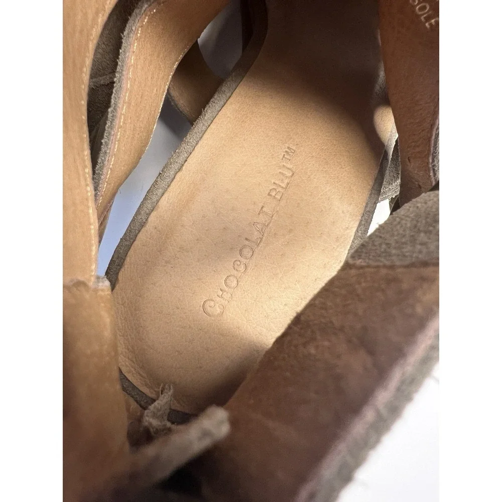 Chocolat Blu Women 8.5 Strappy Leather Gladiator Sandals Minimal Gray‎ Buckle